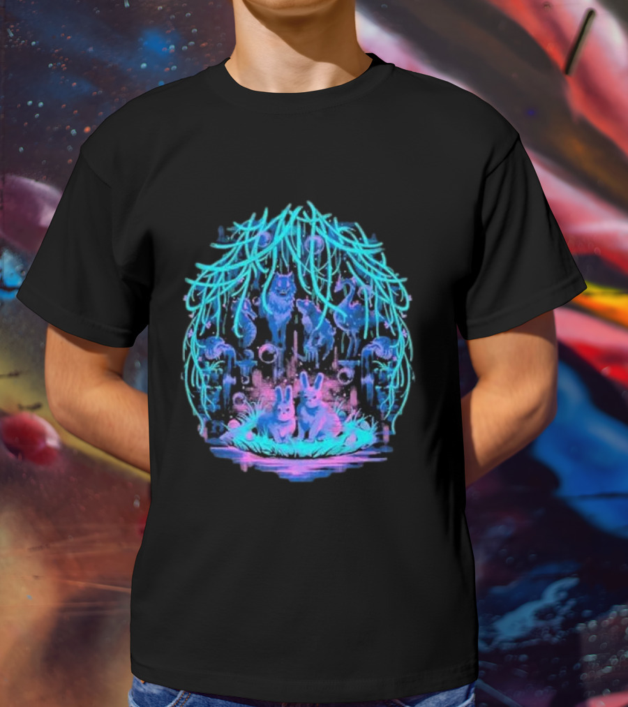 Animal Well Clandestine Creatures Glowing Forest Scene T-Shirt