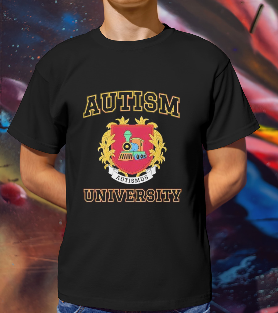 Autismus Autism University Train Emblem Crest T-Shirt