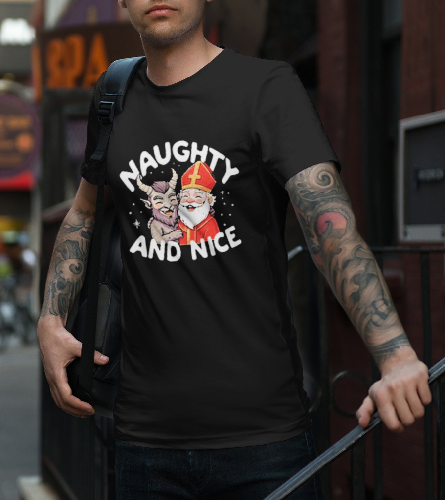 Naughty And Nice Krampus And Saint Nicholas T-Shirt