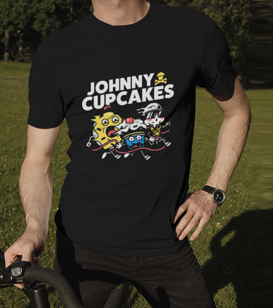 Johnny Cupcakes Candy Characters Racing Fun Austin TX Conference Alley T-Shirt