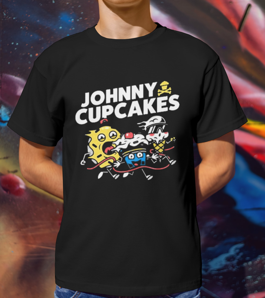 Johnny Cupcakes Candy Characters Racing Fun Austin TX Conference Alley T-Shirt