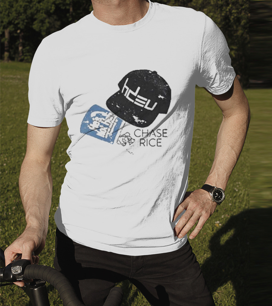 CHASE RICE HDEU Gear Hat And Blue He’s Not Here Text T-Shirt