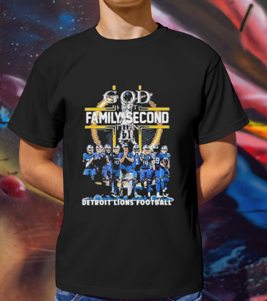 God First Family Second Then Detroit Lions Football St. Brown Headstand T-Shirt