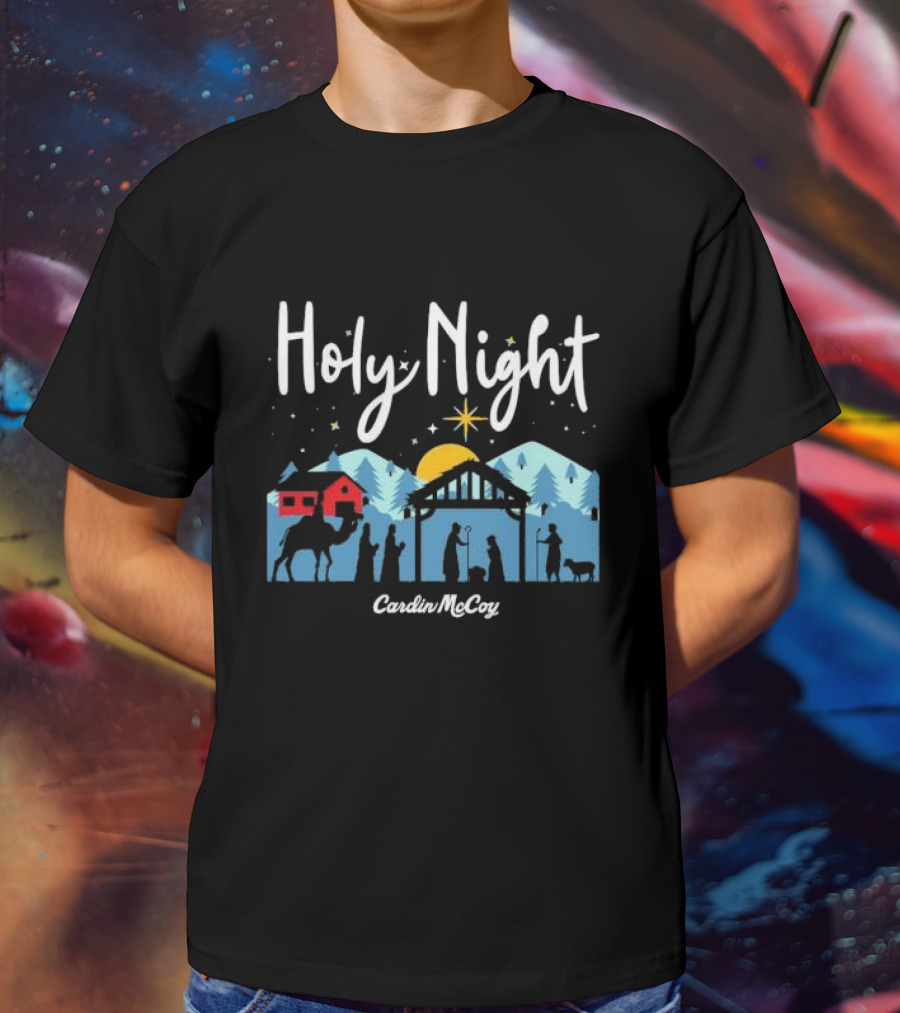 Holy Night Cardin McCoy Nativity Scene Christmas T-Shirt