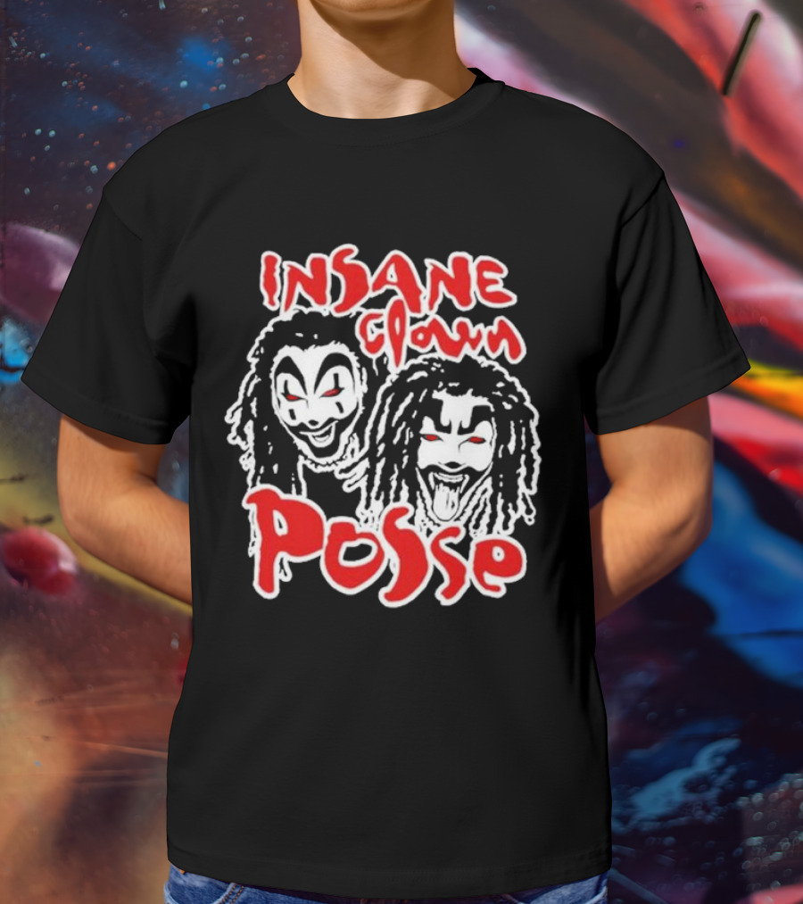 Insane Clown Posse Faces Red And White T-Shirt
