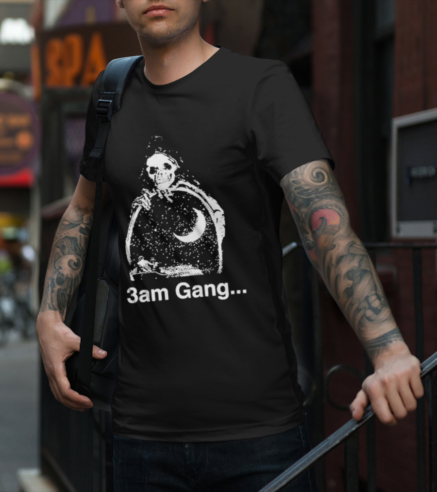 Sematary Grave Man 3 Am Gang Skeleton Moon Motif T-Shirt