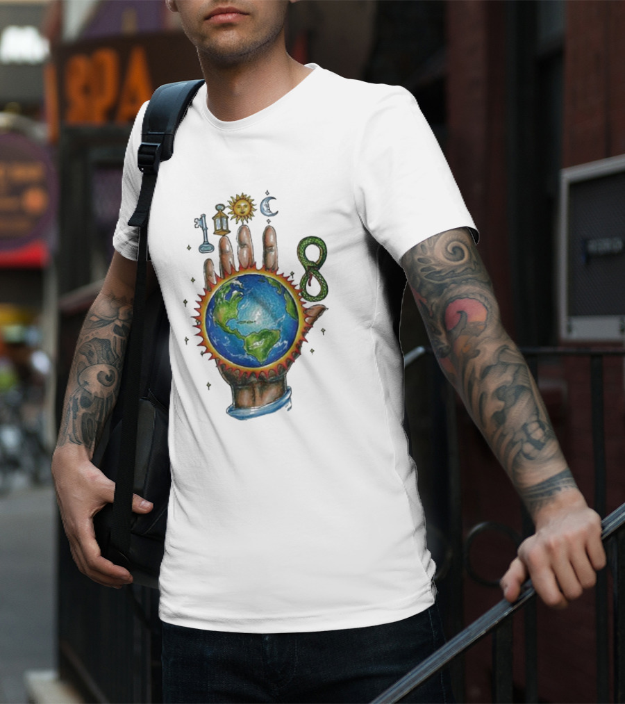 John Summit World Sun Moon Palm Symbol 8 Snake T-Shirt