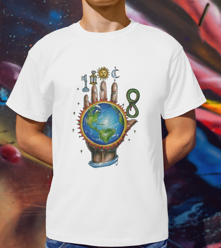 John Summit World Sun Moon Palm Symbol 8 Snake T-Shirt