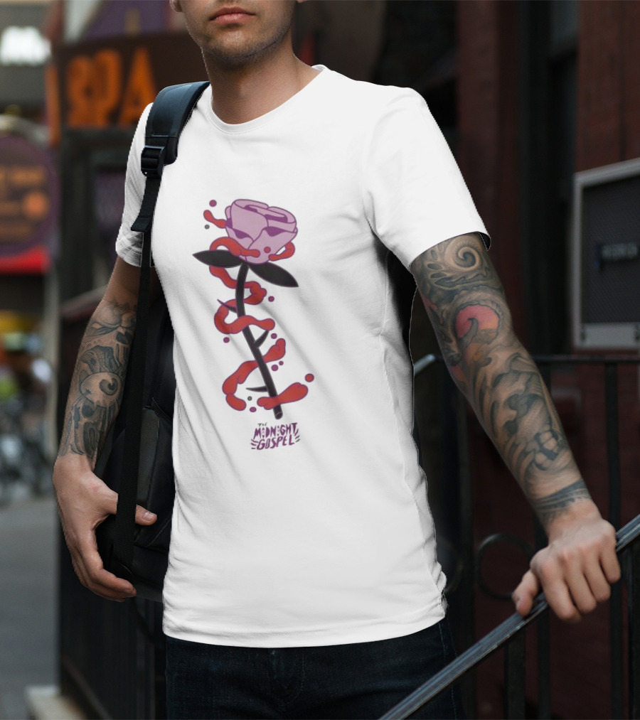 The Midnight Gospel Rose With Purple Shades And Love Swirls T-Shirt