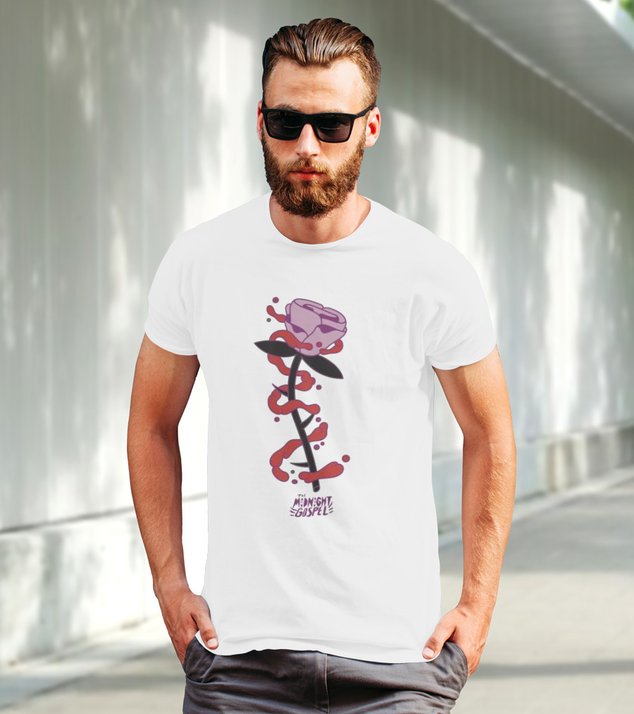 The Midnight Gospel Rose With Purple Shades And Love Swirls T-Shirt
