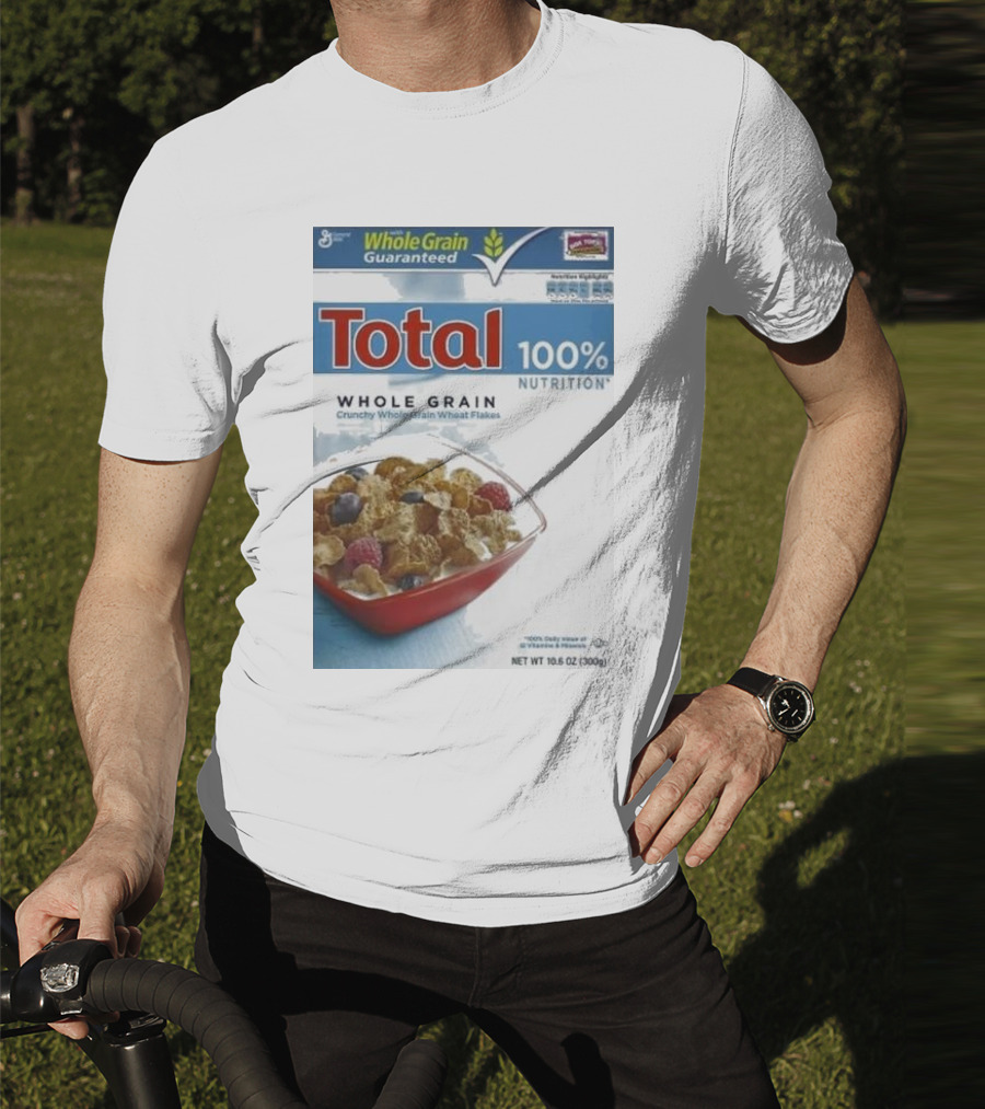 Total 100% Nutrition Whole Grain Crunchy Wheat Flakes Breakfast Cereal Box T-Shirt