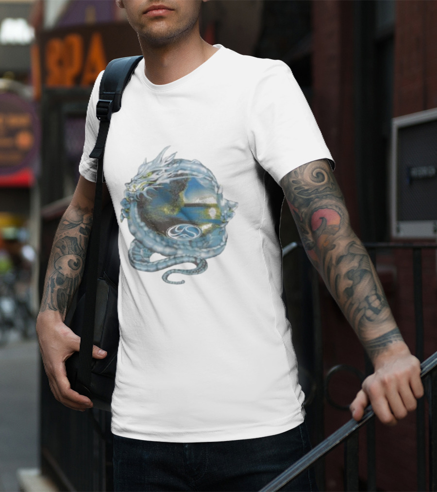 Yardsale Wave Serpent Dragon Landscape Sphere T-Shirt