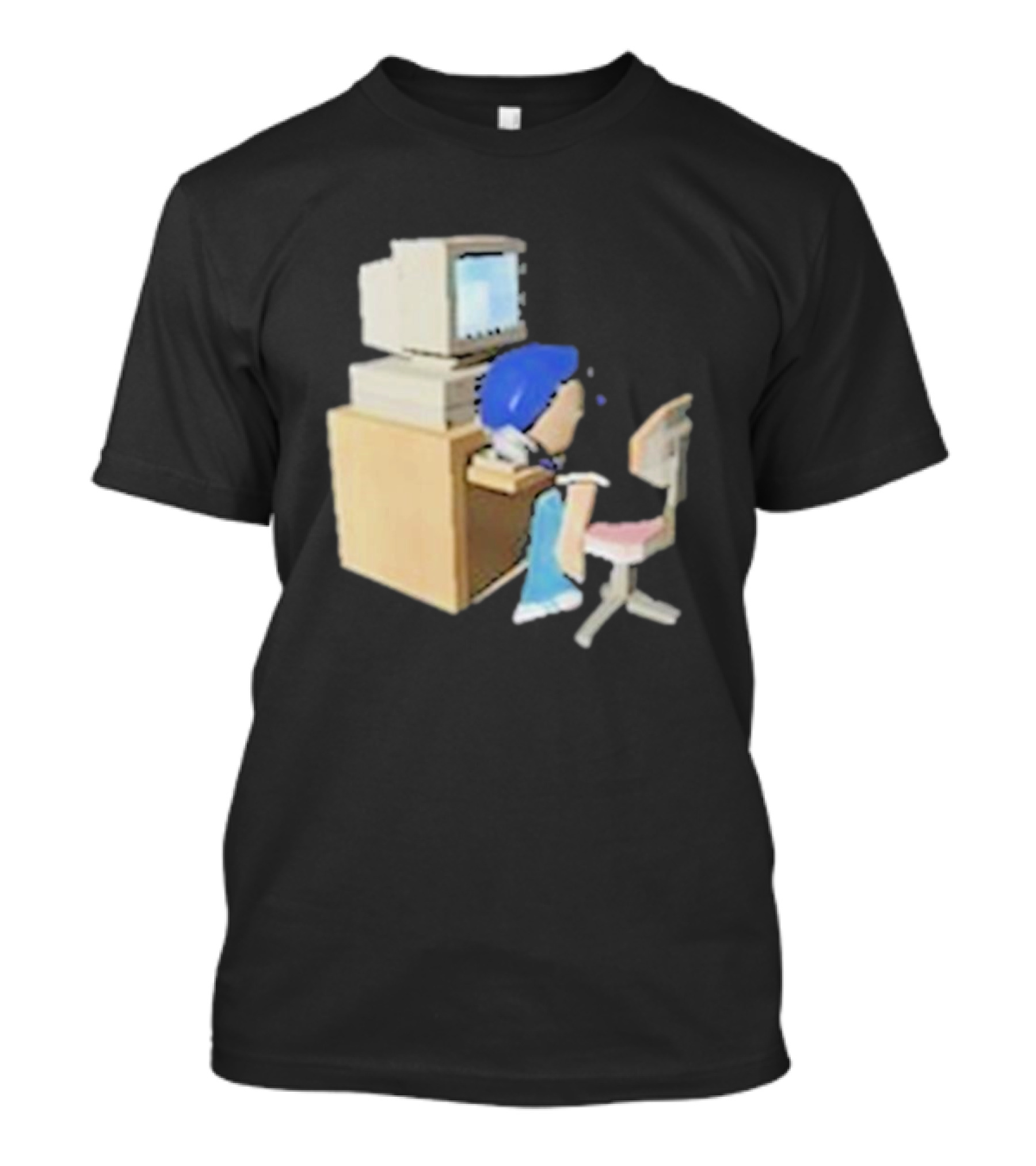 Nikki Carreon Internet Fatigue Vintage Computer Cartoon Figure T-Shirt
