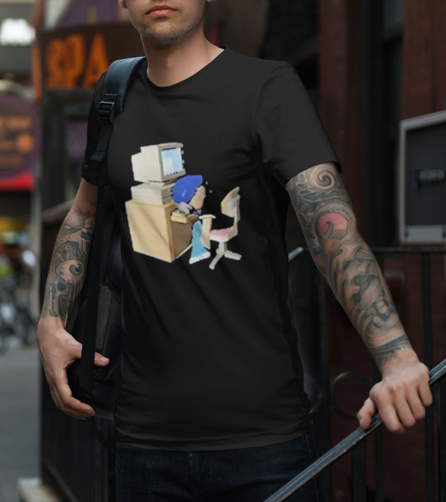 Nikki Carreon Internet Fatigue Vintage Computer Cartoon Figure T-Shirt