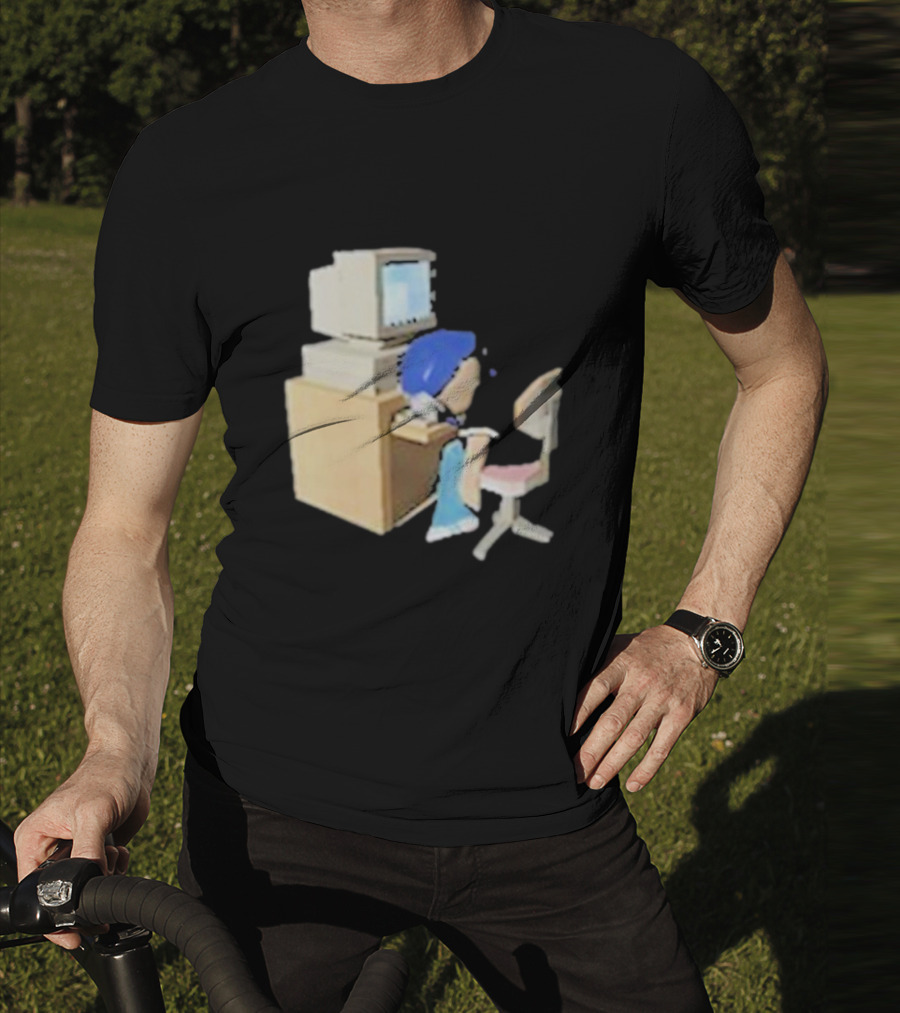 Nikki Carreon Internet Fatigue Vintage Computer Cartoon Figure T-Shirt