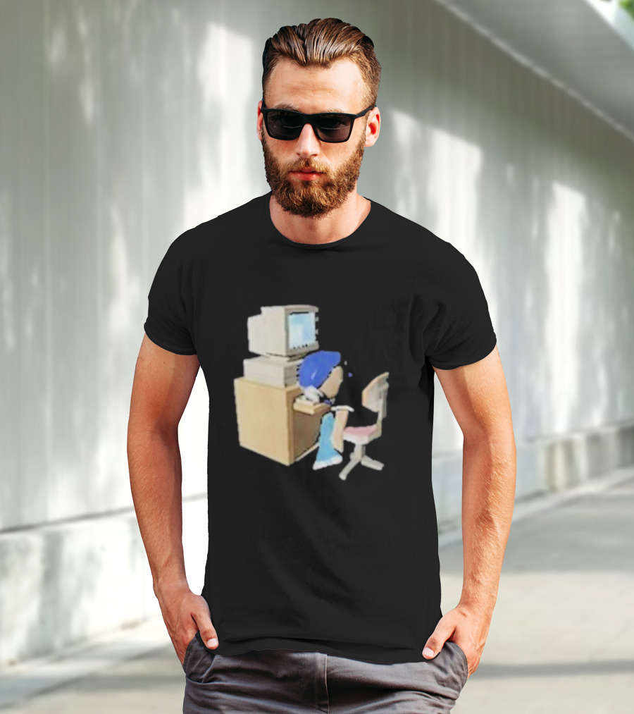 Nikki Carreon Internet Fatigue Vintage Computer Cartoon Figure T-Shirt