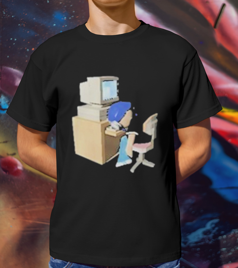 Nikki Carreon Internet Fatigue Vintage Computer Cartoon Figure T-Shirt