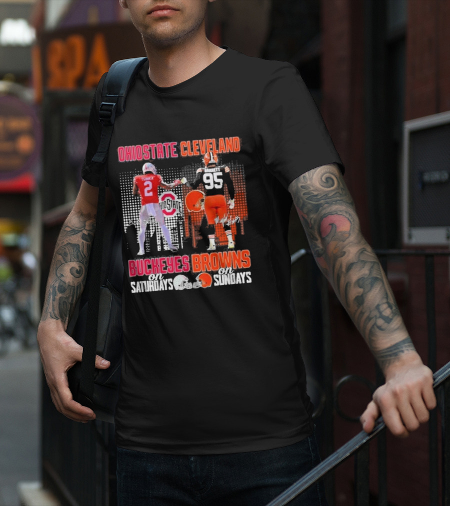 Ohio State Cleveland Buckeyes Browns On Saturdays On Sundays T-Shirt