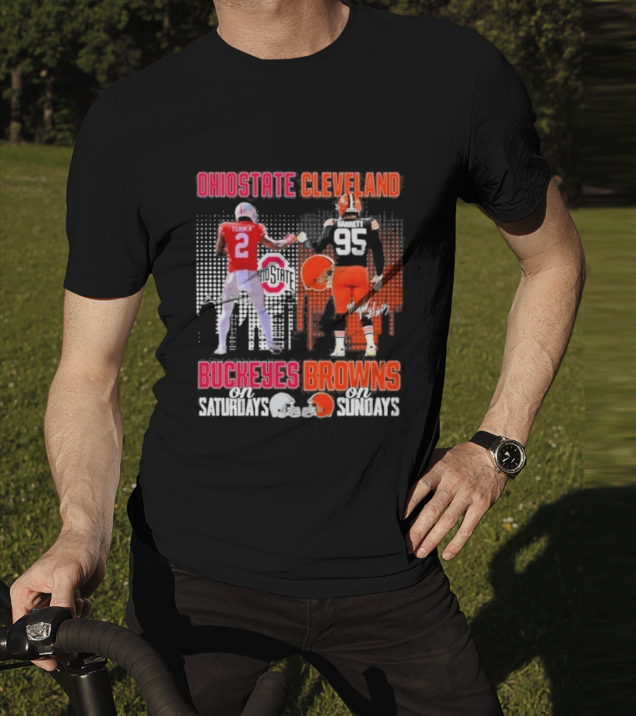 Ohio State Cleveland Buckeyes Browns On Saturdays On Sundays T-Shirt