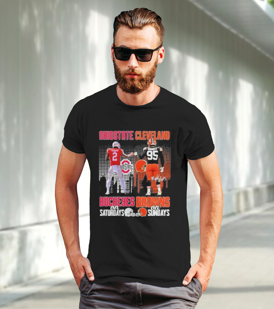 Ohio State Cleveland Buckeyes Browns On Saturdays On Sundays T-Shirt