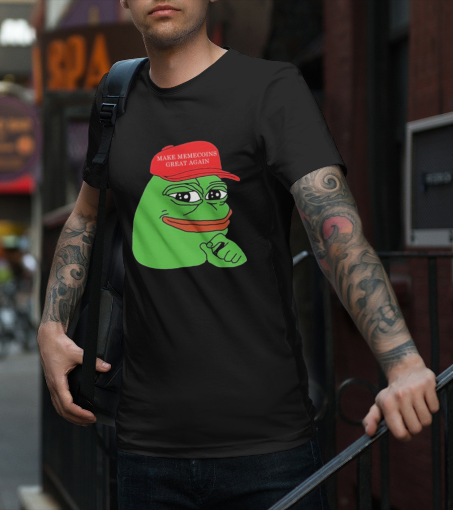 Pepe Make Memecoins Great Again Red Hat Meme Character T-Shirt