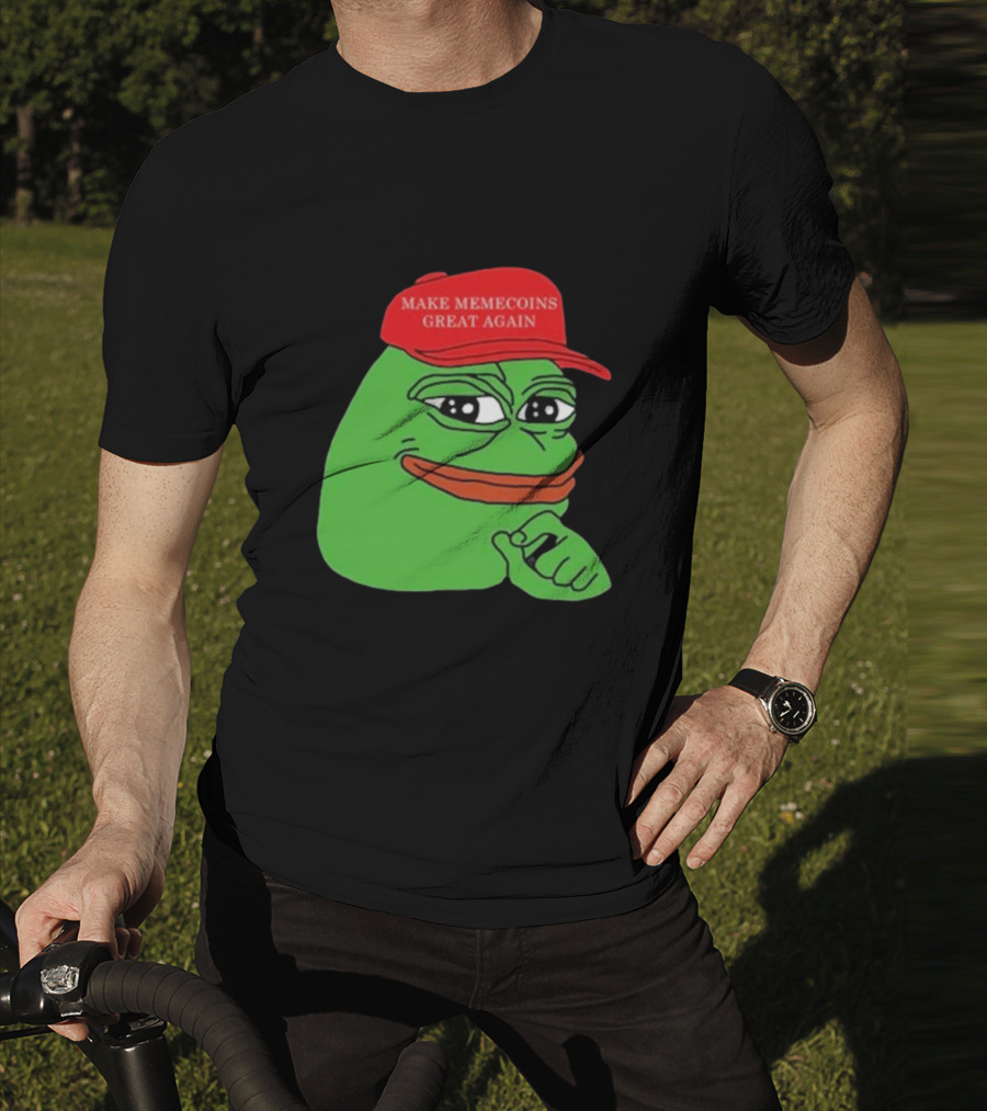 Pepe Make Memecoins Great Again Red Hat Meme Character T-Shirt