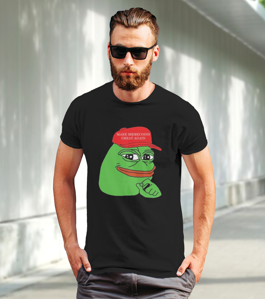 Pepe Make Memecoins Great Again Red Hat Meme Character T-Shirt