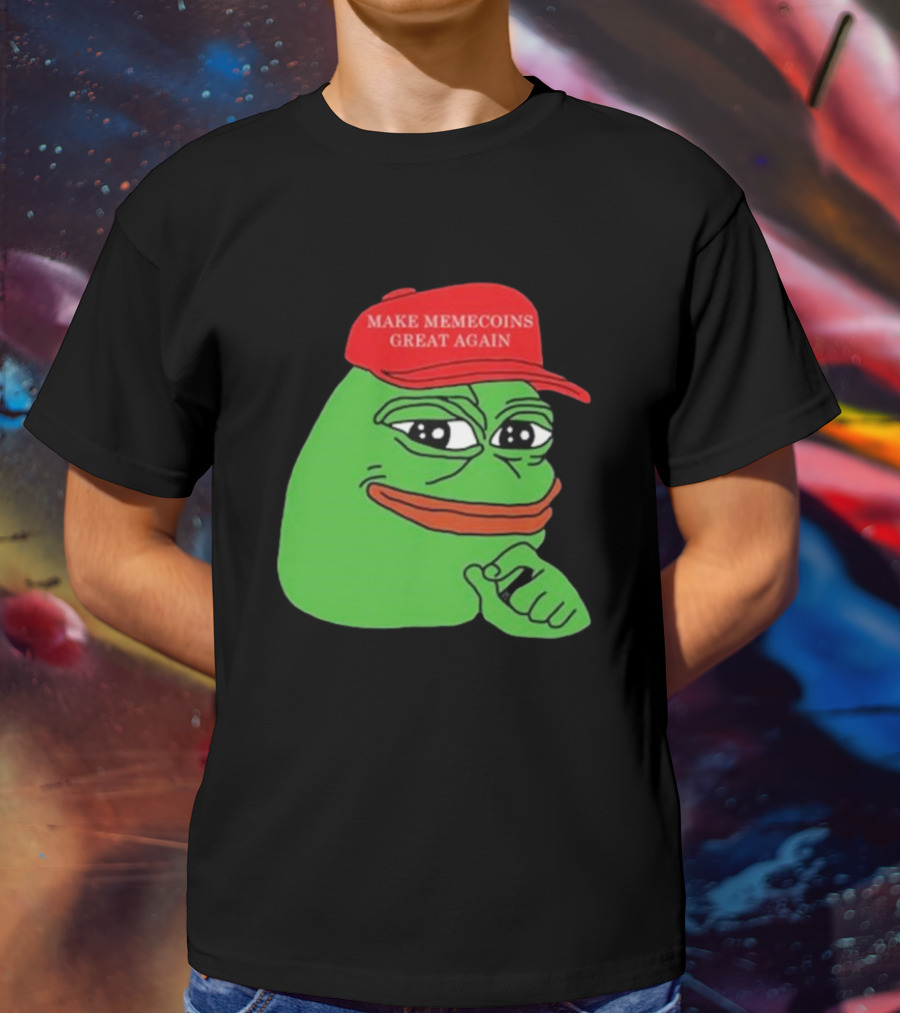 Pepe Make Memecoins Great Again Red Hat Meme Character T-Shirt