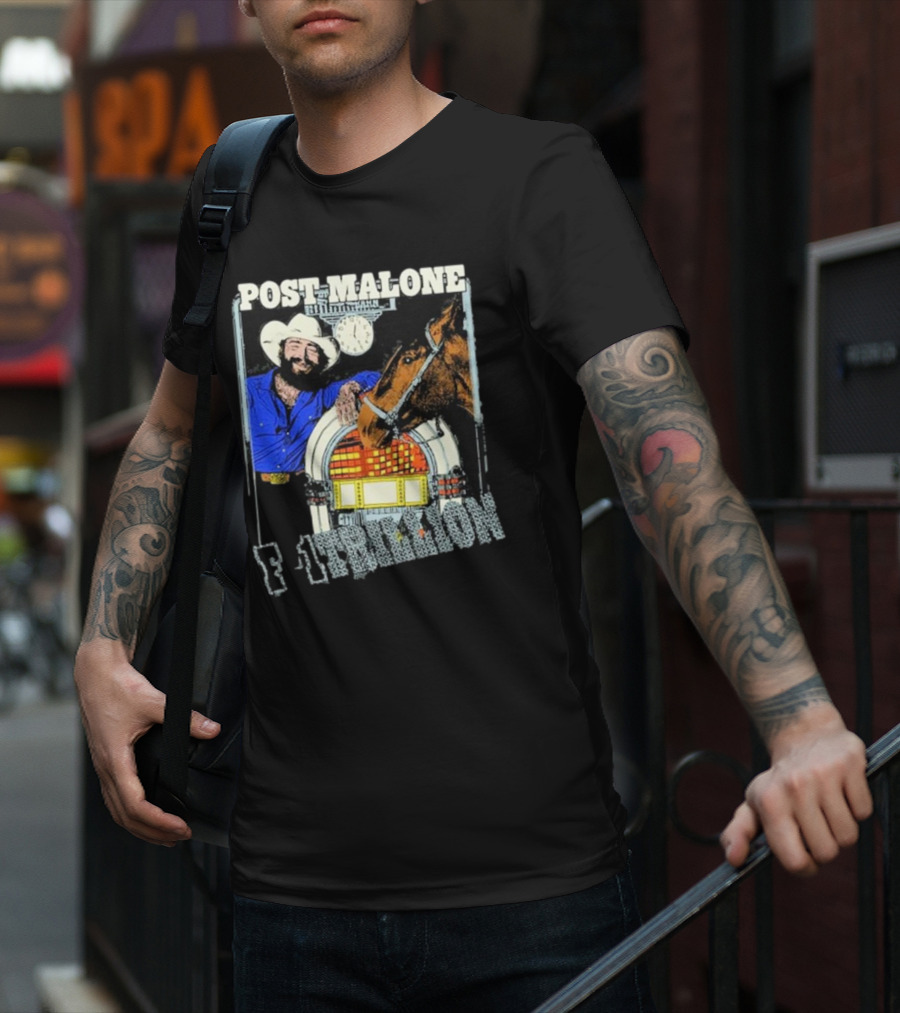 Post Malone F-1 Trillion Juke Box Cowboy And Horse Scene T-Shirt
