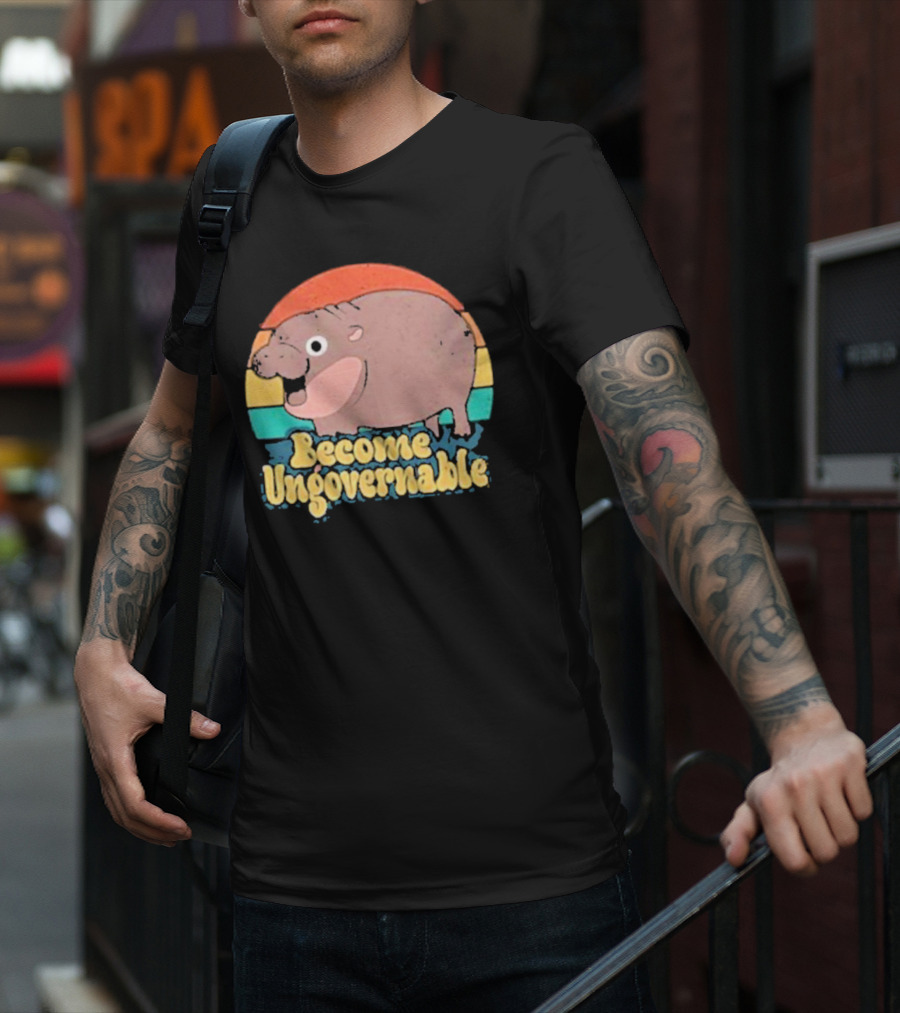 Become Ungovernable Baby Hippo Retro Circles T-Shirt
