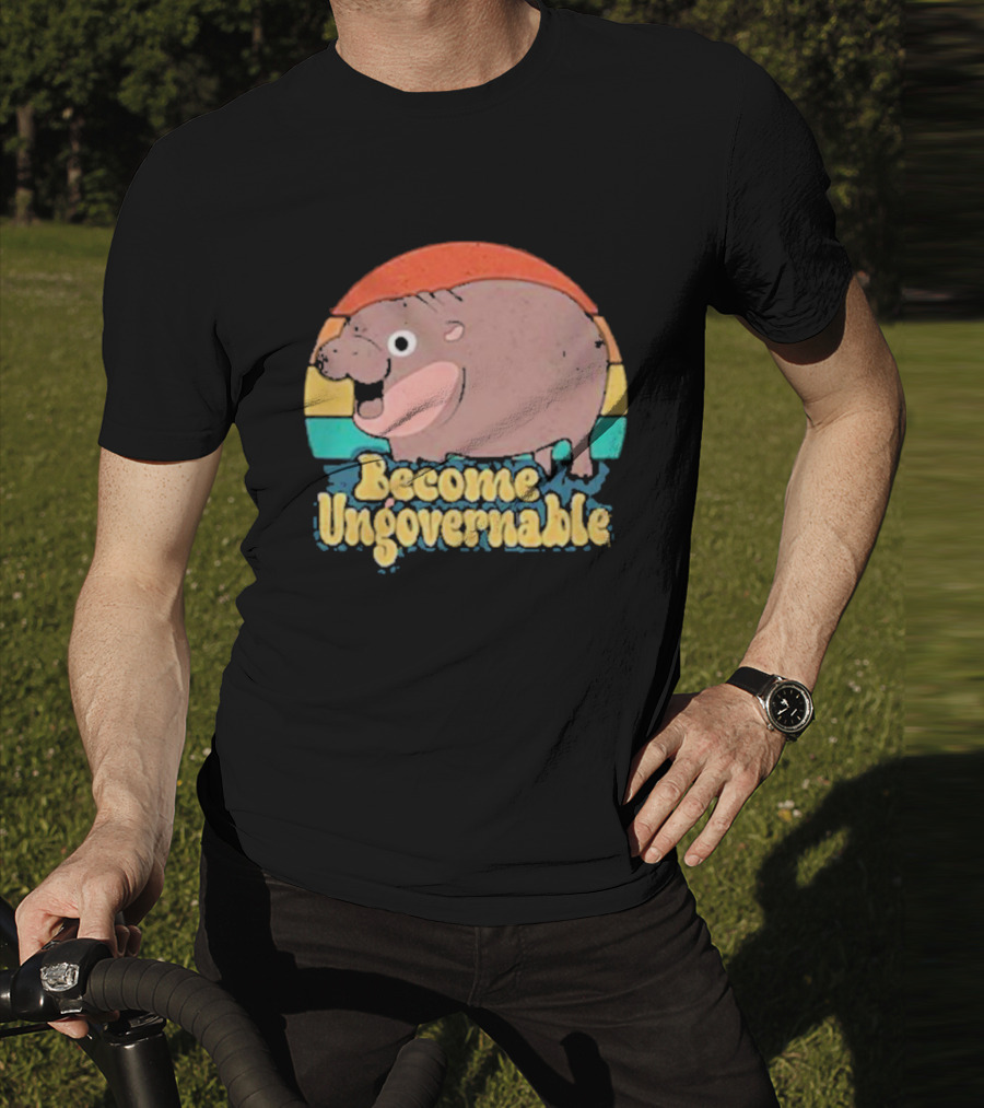 Become Ungovernable Baby Hippo Retro Circles T-Shirt