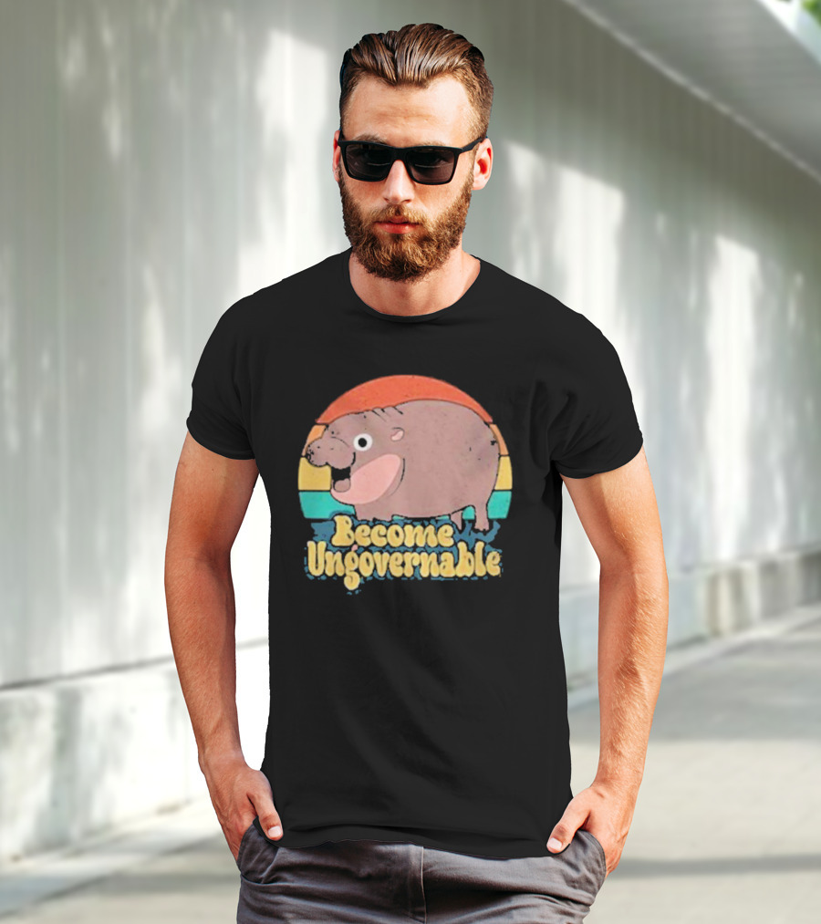 Become Ungovernable Baby Hippo Retro Circles T-Shirt