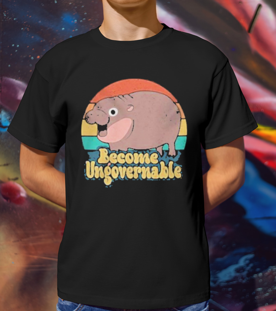 Become Ungovernable Baby Hippo Retro Circles T-Shirt