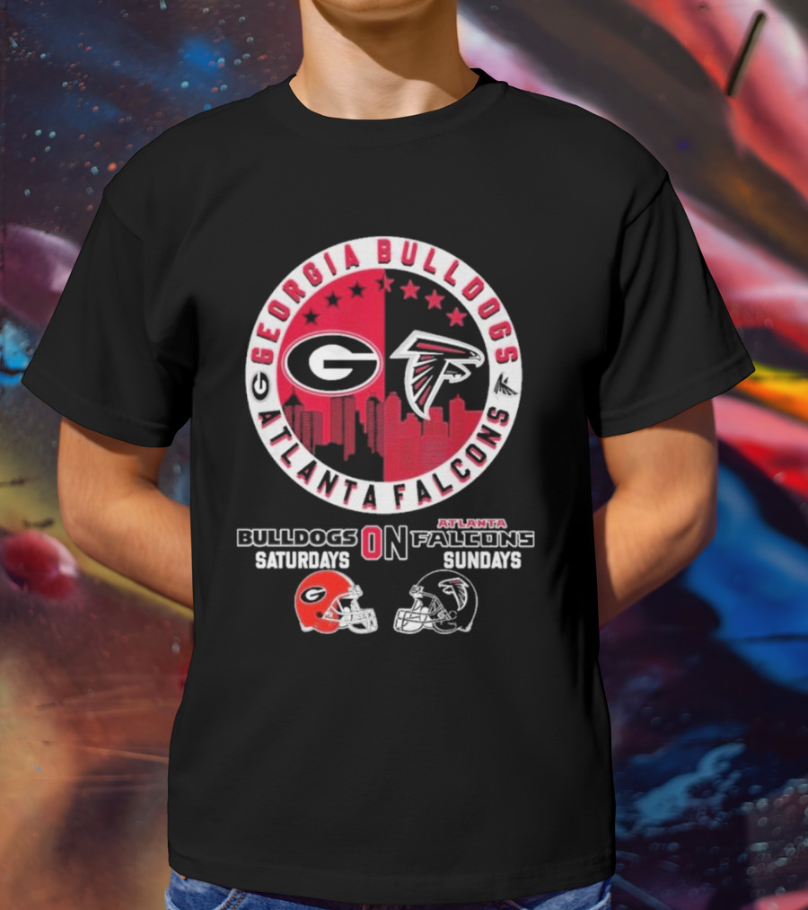 Georgia Bulldogs Saturdays Atlanta Falcons Sundays Football Fans T-Shirt