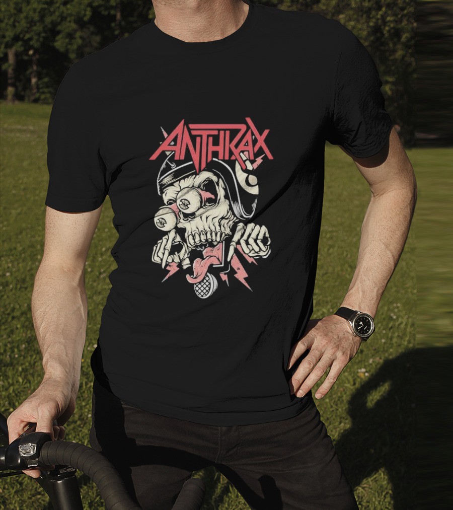 Anthrax Skull With Exploding Eyes And Microphone T-Shirt