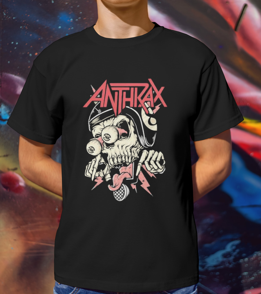 Anthrax Skull With Exploding Eyes And Microphone T-Shirt