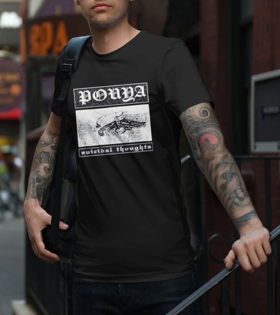 Pouya Suicidal Thoughts Hand Holding Gun T-Shirt