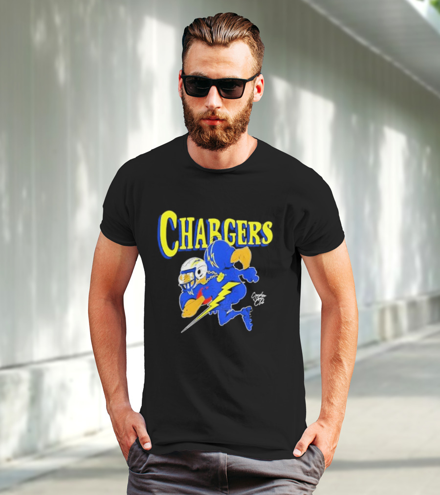 Chargers Crenshaw Skate Club Football Player Lightning T-Shirt