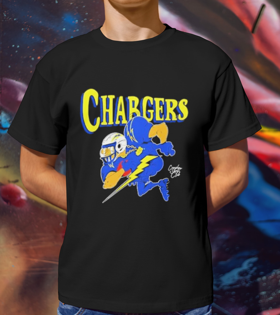 Chargers Crenshaw Skate Club Football Player Lightning T-Shirt