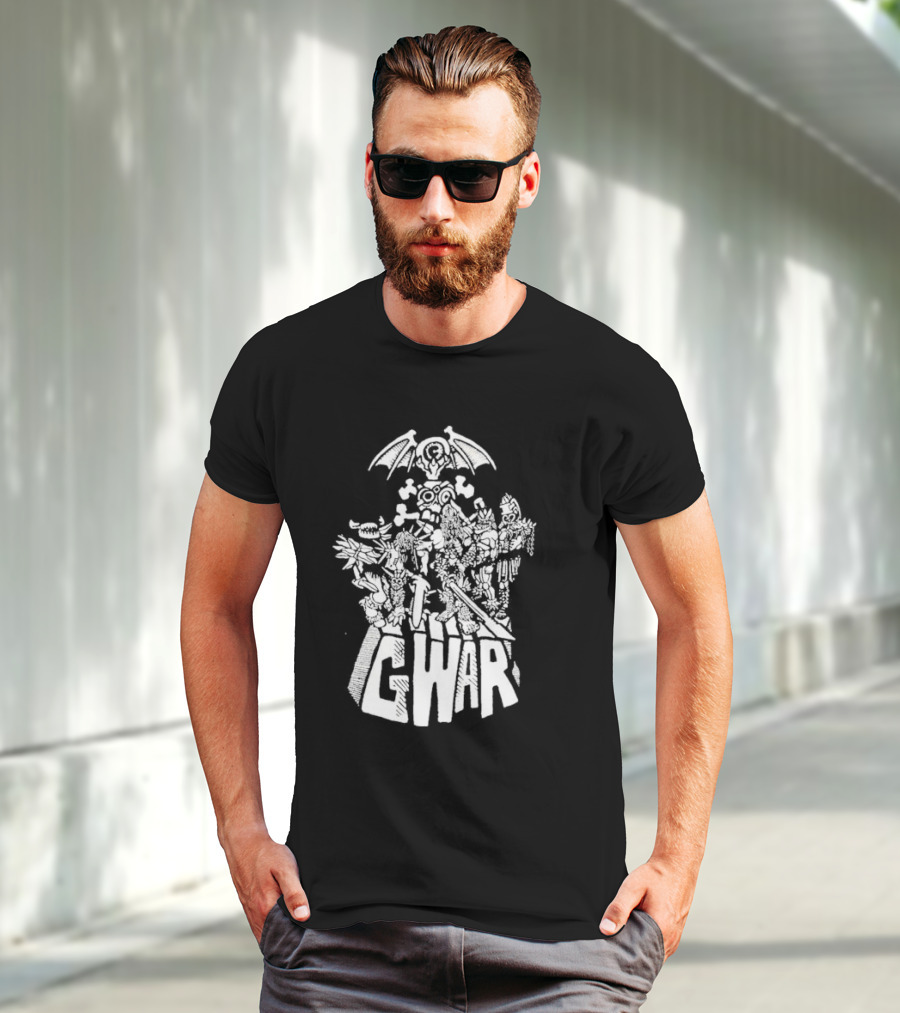 Gwar 1994 Glow In The Dark Band Art With Monsters And Bat Wings T-Shirt