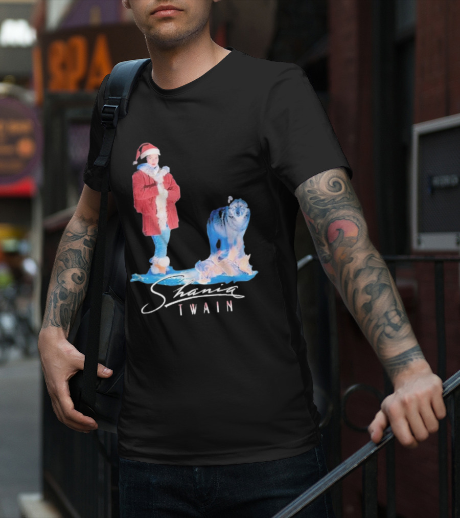 Shania Twain Holiday Santa Suit And Wolf T-Shirt