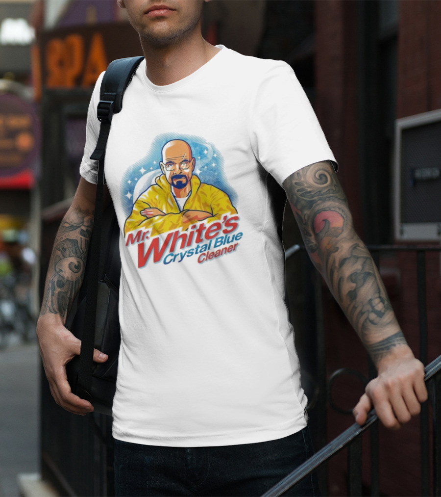 Mr. White's Crystal Blue Cleaner Breaking Bad Iconic Yellow Jacket Character T-Shirt