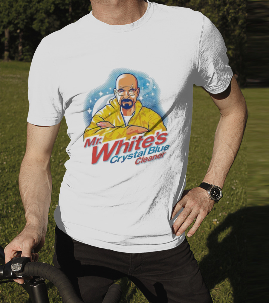 Mr. White's Crystal Blue Cleaner Breaking Bad Iconic Yellow Jacket Character T-Shirt