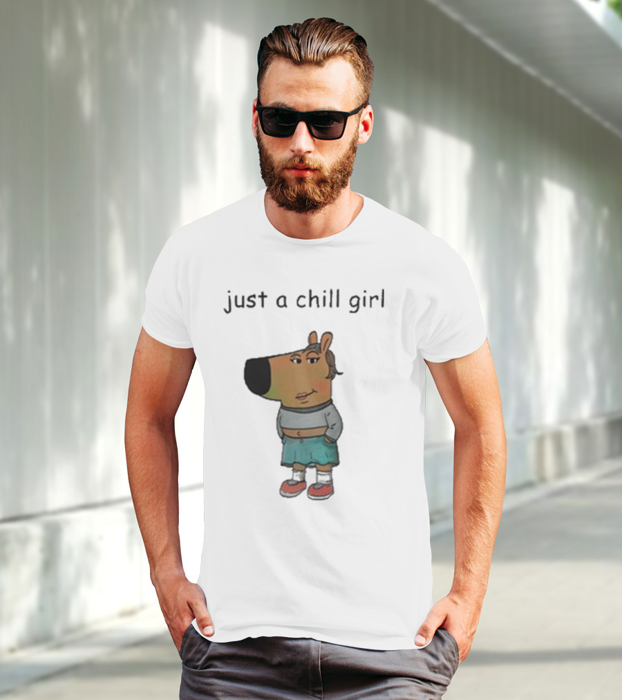 Just A Chill Girl Sweatshirt Wearing Character With Crossed Arms And Sneakers T-Shirt
