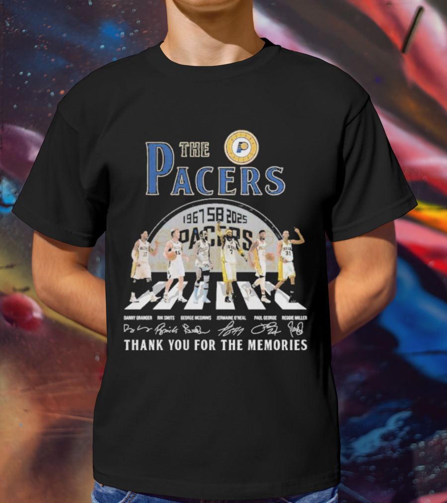 The Pacers 1967-2025 Thank You For The Memories Danny Granger Rik Smits George McGinnis Jermaine O'Neal Paul George Reggie Miller T-Shirt