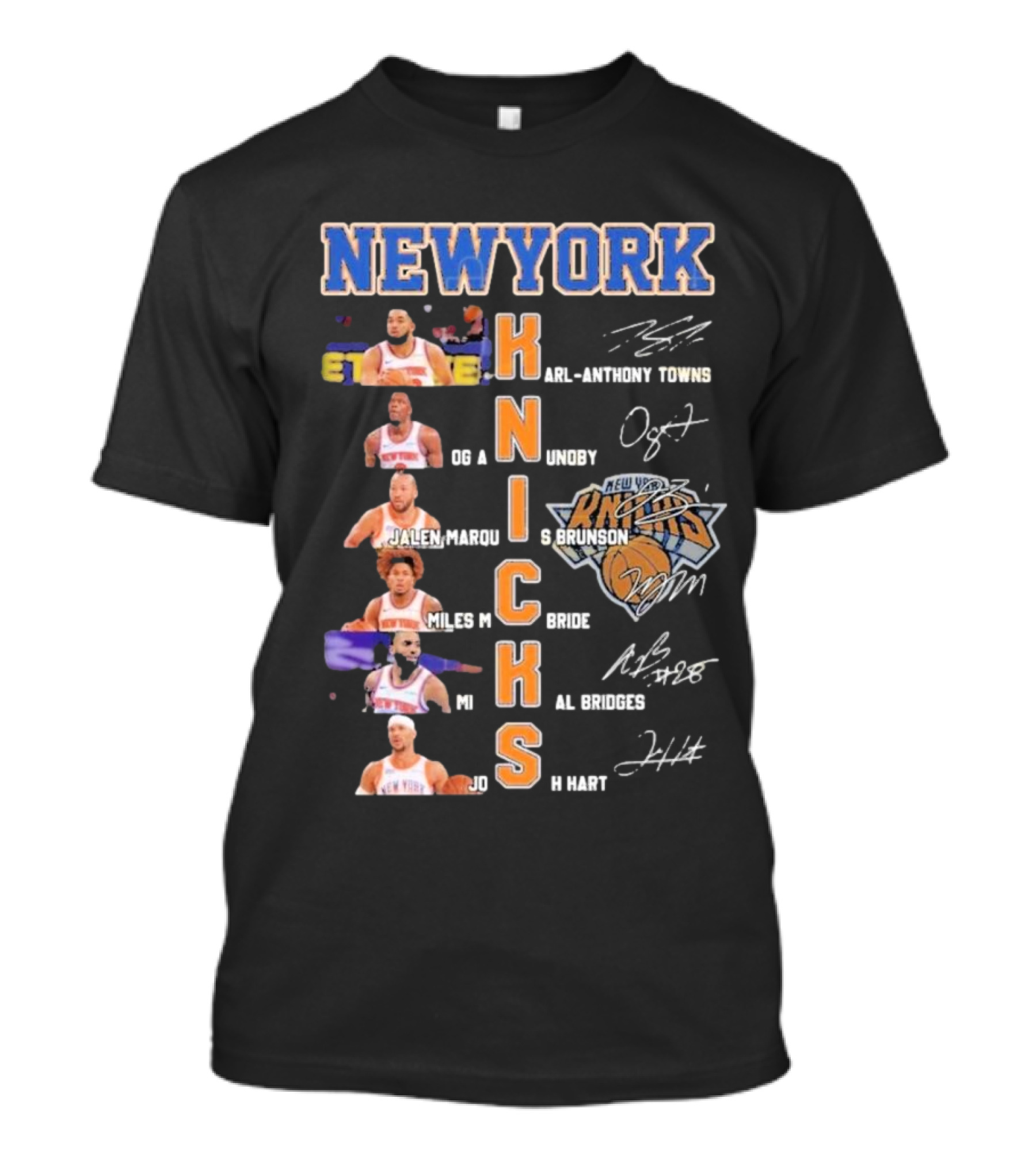 New York Knicks Karl-Anthony Towns OG Anunoby Jalen Brunson Miles McBride Mikal Bridges Josh Hart Signature Players T-Shirt