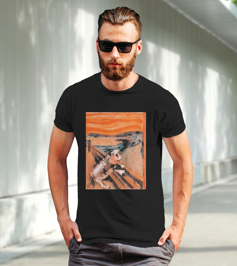 Scared Moo Deng Meme Scream T-Shirt