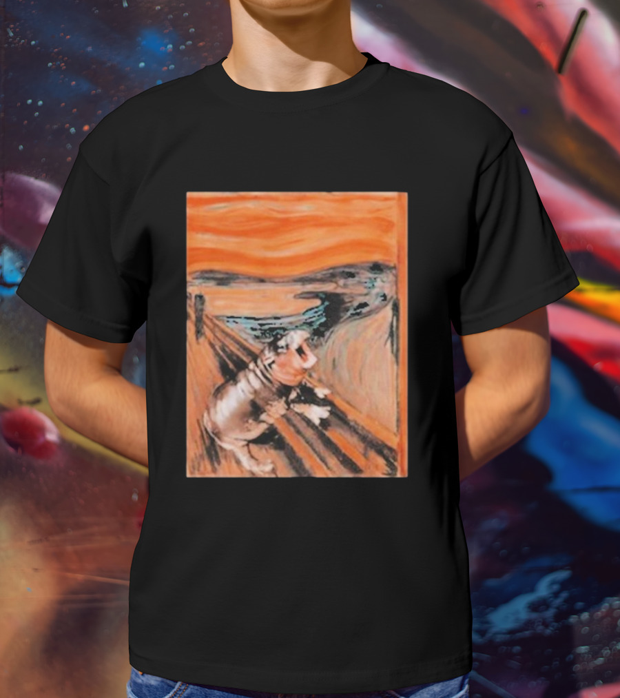 Scared Moo Deng Meme Scream T-Shirt