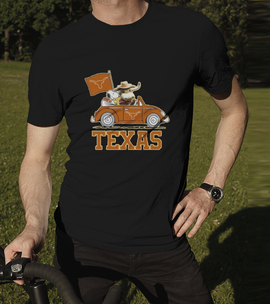 Texas Always Go For All 2D Longhorn Bevo Snoopy Car T-Shirt