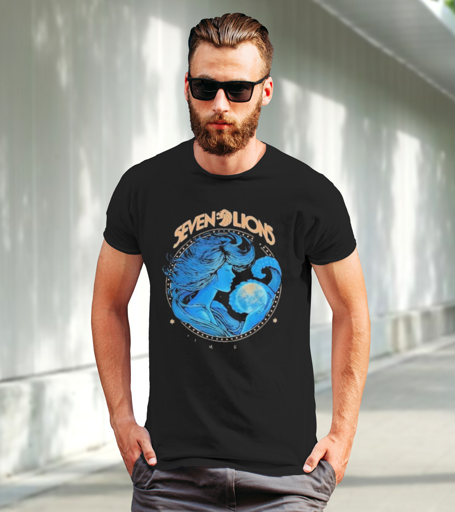 Seven Lions Worlds Apart Celestial Woman Holding Earth T-Shirt